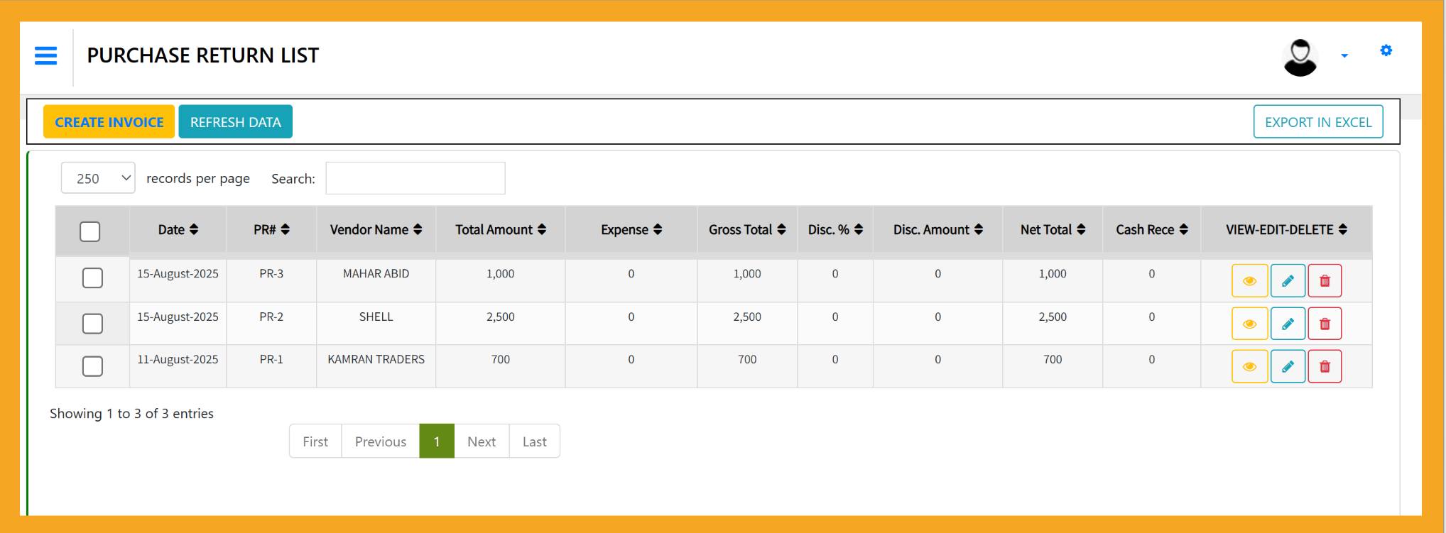 Purchase Return Invoice
